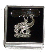 Sterling Silver Charm: Emu w/babies