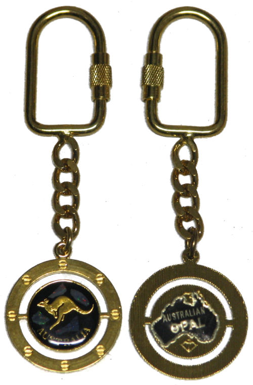 Key Ring - Gold Kangaroo with Opal