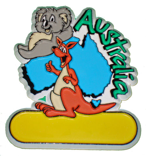 Rubber Magnet - Koala and Kangaroo w/ Australia Map