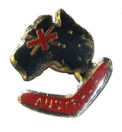 Pin - Australian Map Flag Boomerang