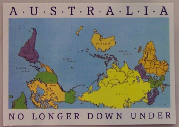 Postcard: Upside Down World Map