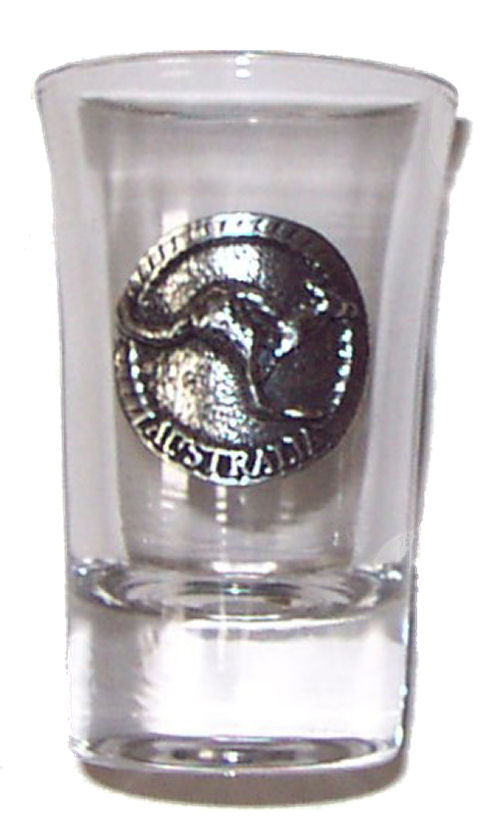 Shot Glass Pewter Badge Kangaroo