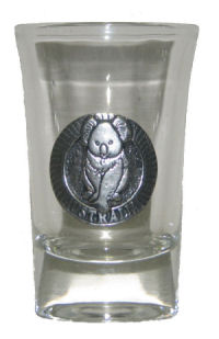 Shot Glass Pewter Badge Koala